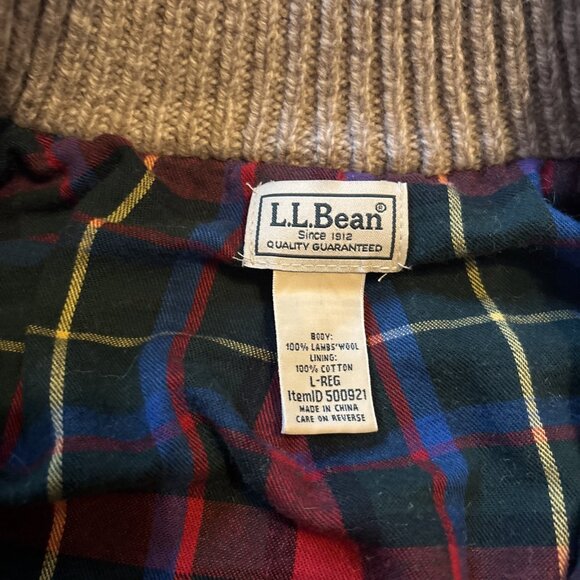 Ll Bean 100% Wool Men’s flannel Lined Sweater Jacket Size Large - Picture 2 of 6